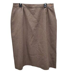 Lucia Woman's Vintage Brown Textured High Waisted Midi Career Skirt Plus Size 18